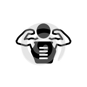 Black solid icon for Pectorals, body and muscle