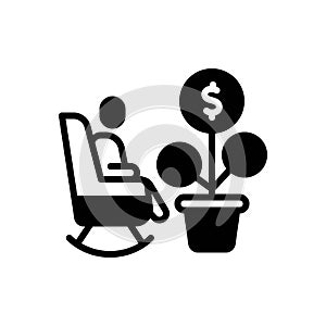 Black solid icon for Pension, superannuation and finance