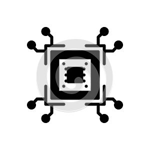 Black solid icon for Pentium, cpu and board