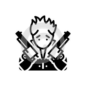 Black solid icon for Perk, gun and thief