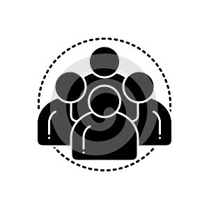 Black solid icon for Personas, man and team