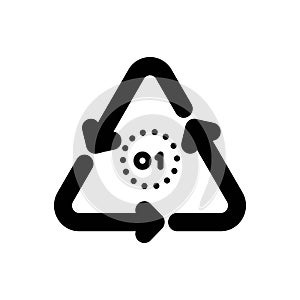 Black solid icon for Pete, pap and recycle