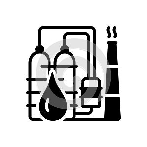 Black solid icon for Petrochemical, refinery and industry