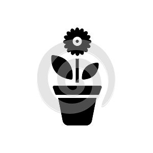 Black solid icon for Plant, foliage and greenstuff