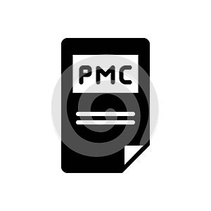 Black solid icon for Pmc, document and file