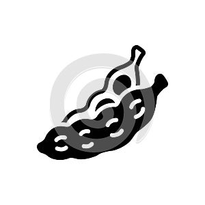 Black solid icon for Pod, pea and seed