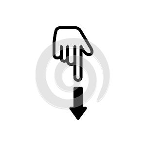 Black solid icon for Point Down, direction and arrow