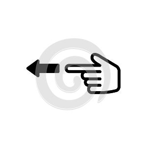 Black solid icon for Point Left, left and direction