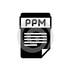 Black solid icon for Ppm, doc and document