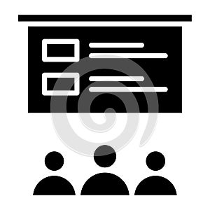 Black solid icon Presentation board with audience.