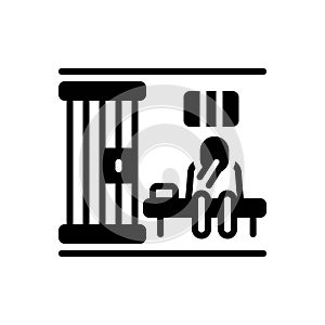 Black solid icon for Prisoner, jailbird and inmate