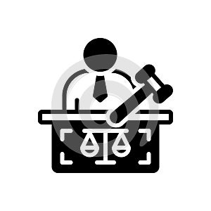 Black solid icon for Prosecutor, hammer and jury