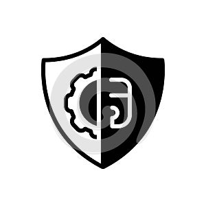 Black solid icon for Protect, defend and folder