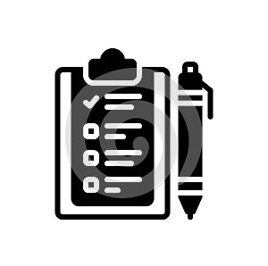 Black solid icon for Questionnaire, criteria and checklist