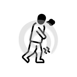 Black solid icon for Ran, man and walk