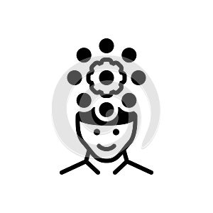 Black solid icon for Reasoning, inference and gear