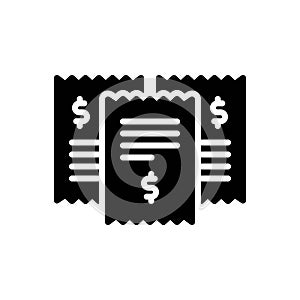Black solid icon for Receipt, receiving and billing