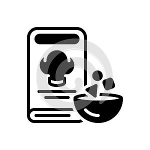 Black solid icon for Recipes, prescript and book