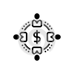 Black solid icon for Recipients, receiver and beneficiary