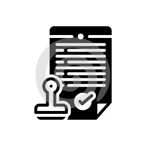 Black solid icon for Regulated, notary and stamp