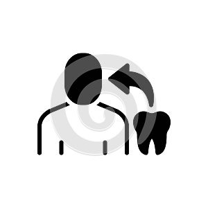 Black solid icon for Relates, dentists and tooth