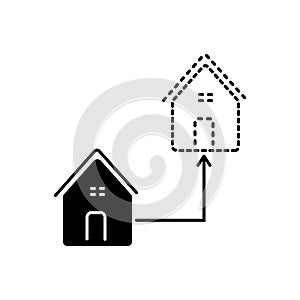 Black solid icon for Relocate, moving and relocation