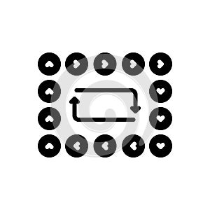 Black solid icon for Repeated, rotation and movement