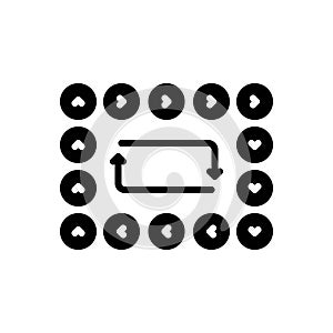 Black solid icon for Repeated, rotation and movement photo