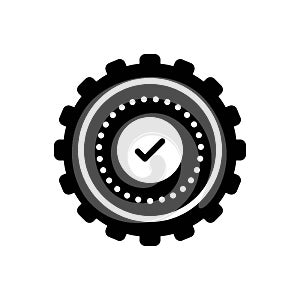 Black solid icon for Resolved, badge and development