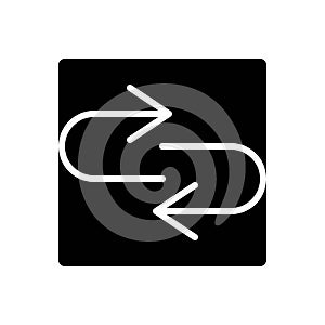 Black solid icon for Response, arrow and reply