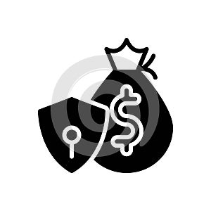 Black solid icon for Retain, safe and money