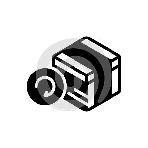 Black solid icon for Return, order and box