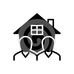 Black solid icon for Roommate, lodger and resident