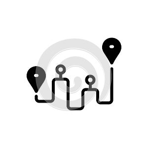 Black solid icon for Routing, pathway and tracking