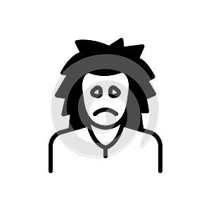 Black solid icon for Sad, unhappy and sorrowful