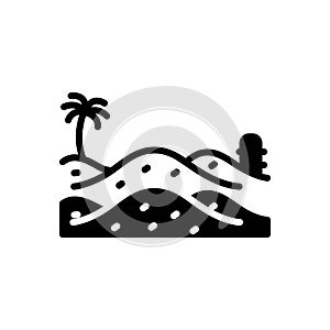 Black solid icon for Sandy, sand and cactus