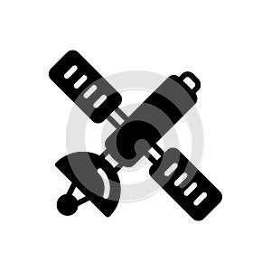 Black solid icon for Satellite, planetoid and tracking