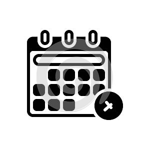 Black solid icon for Schedule, calendar and table