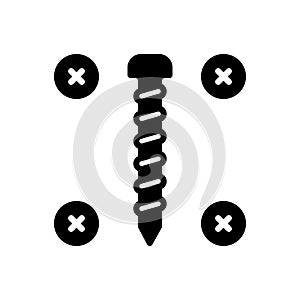 Black solid icon for Screw, hardware and bolt