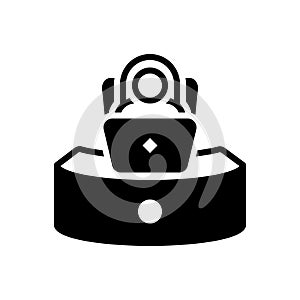 Black solid icon for Secretary, laptop and reception