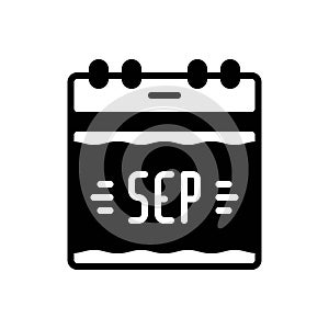 Black solid icon for Sep, calendar and annual