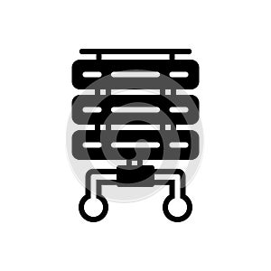 Black solid icon for Server, rackmount and server