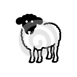 Black solid icon for Sheep, ewe and animal