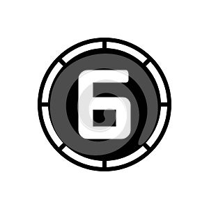 Black solid icon for Sixth, number and education