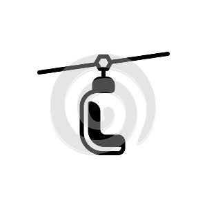 Black solid icon for Ski Lift, slope and ropeway