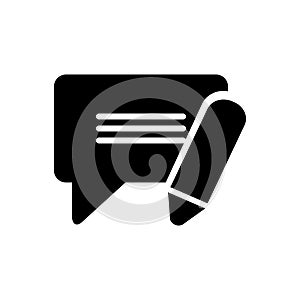 Black solid icon for Sms, edit and information