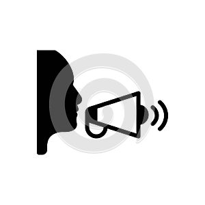 Black solid icon for Speaking, verbal and vocal