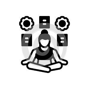 Black solid icon for Stress Management, stress and yoga