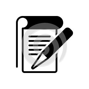 Black solid icon for Student Notes, editorial and notes