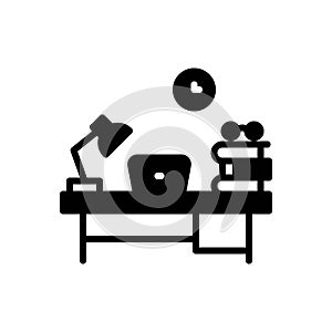 Black solid icon for Study, perusal and desk